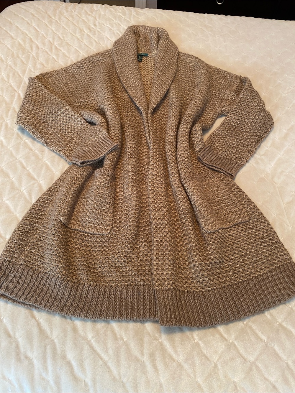 ralph lauren green tag, light brown cardigan, size 3X